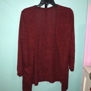 Red cardigan